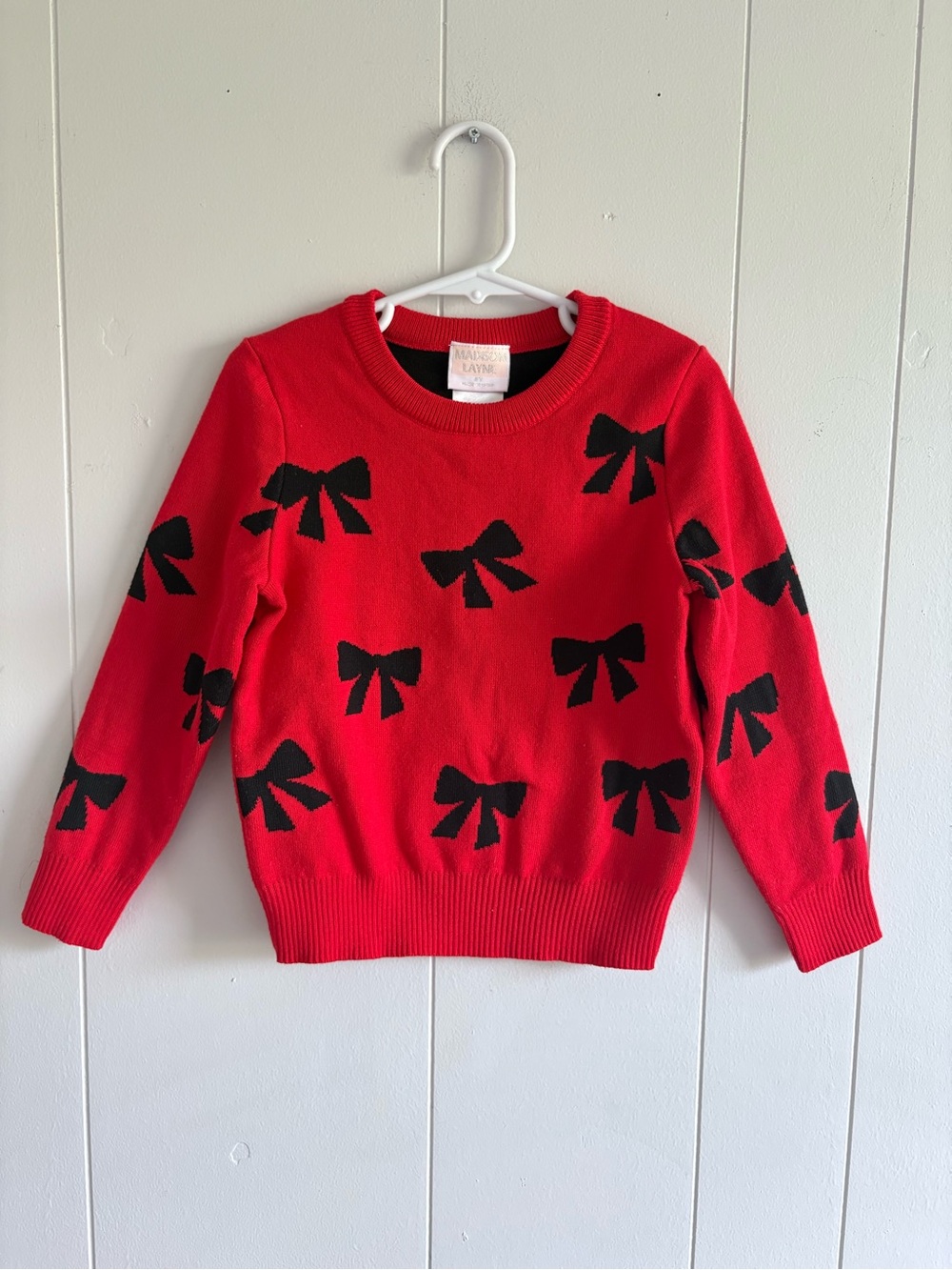 4T Red Madison Layne Girls Sweater With Black Bows